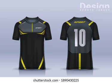 T-shirt Sport Design Template, Soccer Jersey Mockup For Football Club. Uniform Front And Back View.