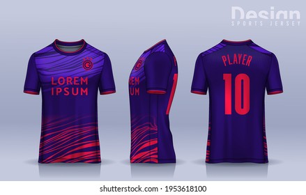 T-shirt Sport Design Template, Soccer Jersey Mockup For Football Club. Uniform Front And Back View.