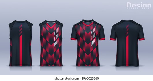 t-shirt sport design template, Soccer jersey mockup for football club, Running singlet,basketball Tank top.