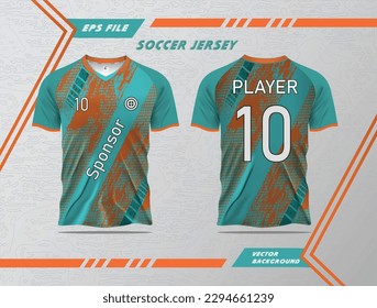 T-shirt sport design template, soccer jersey for racing, cycling, football, gaming, motocross and double-sided mockup illustration Pro Vector