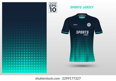 T-shirt sport design template for soccer jersey with halftone background. Sport uniform in front view. Tshirt mock up for sport club. Vector Illustration