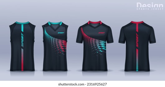 t-shirt sport design template, Soccer jersey mockup for football club, Running singlet,basketball Tank top.