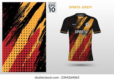 T-shirt sport design template for soccer jersey with halftone pattern on grunge background. Sport uniform in front view. Tshirt mock up for sport club. Vector Illustration