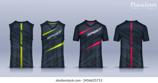 t-shirt sport design template, Soccer jersey mockup for football club, Running singlet,basketball Tank top.