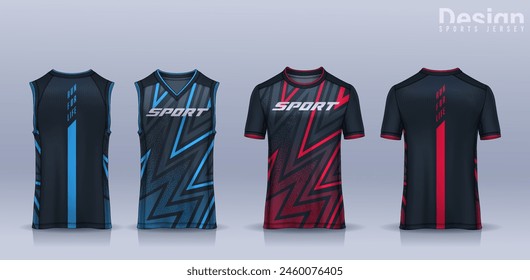 t-shirt sport design template, Soccer jersey mockup for football club, Running singlet,basketball Tank top.