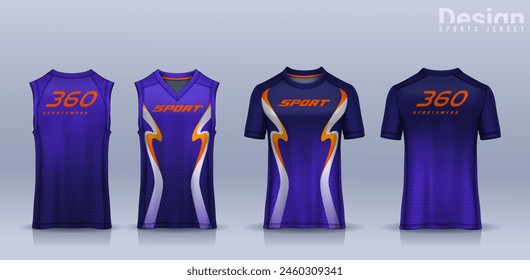 t-shirt sport design template, Soccer jersey mockup for football club, Running singlet,basketball Tank top.