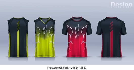 t-shirt sport design template, Soccer jersey mockup for football club, Running singlet,basketball Tank top.