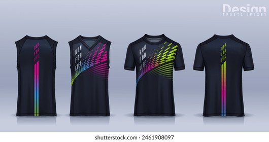 Plantilla de diseño deportivo de camiseta, maqueta de camiseta de fútbol para club de fútbol, camiseta sin mangas de running, camiseta sin mangas de baloncesto.