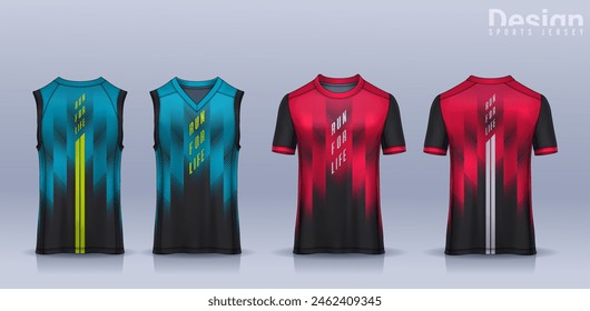 t-shirt sport design template, Soccer jersey mockup for football club, Running singlet,basketball Tank top.