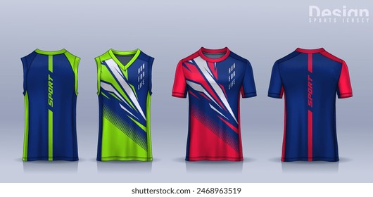 t-shirt sport design template, Soccer jersey mockup for football club, Running singlet,basketball Tank top.