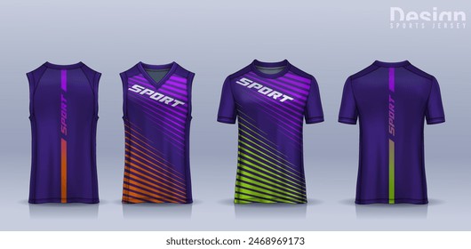 t-shirt sport design template, Soccer jersey mockup for football club, Running singlet,basketball Tank top.