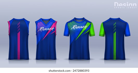 t-shirt sport design template, Soccer jersey mockup for football club, Running singlet,basketball Tank top.