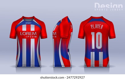 t-shirt sport design template, Soccer jersey mockup for football club. uniform front and back view.