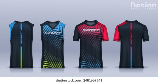 t-shirt sport design template, Soccer jersey mockup for football club, Running singlet,basketball Tank top.