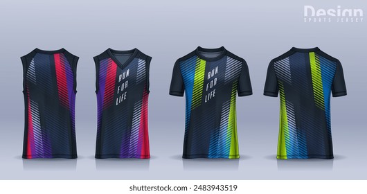 t-shirt sport design template, Soccer jersey mockup for football club, Running singlet,basketball Tank top.