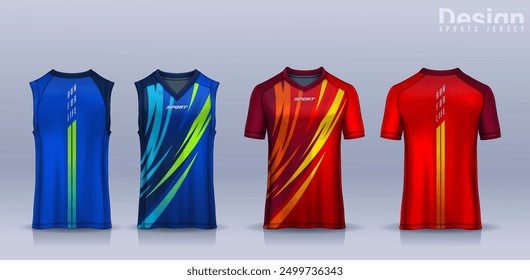 t-shirt sport design template, Soccer jersey mockup for football club, Running singlet,basketball Tank top.