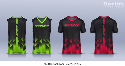 t-shirt sport design template, Soccer jersey mockup for football club, Running singlet,basketball Tank top.