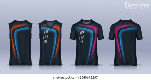 t-shirt sport design template, Soccer jersey mockup for football club, Running singlet,basketball Tank top.