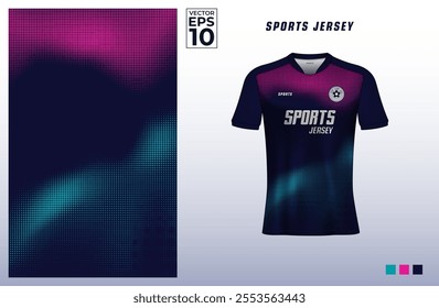 T-shirt sport design template for soccer jersey with halftone pattern background. Sport uniform in front view. Tshirt mock up for sport club. Vector Illustration