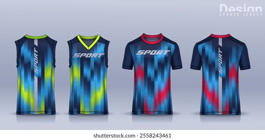 t-shirt sport design template, Soccer jersey mockup for football club, Running singlet,basketball Tank top.