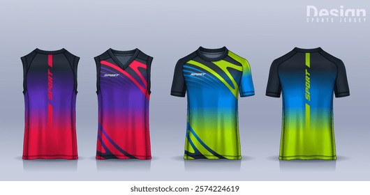 t-shirt sport design template, Soccer jersey mockup for football club, Running singlet,basketball Tank top.