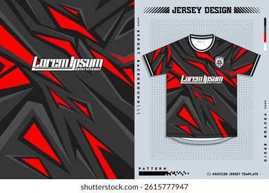 T-shirt sport design template for soccer jersey with green halftone pattern. Sport uniform in front view. Tshirt mock up for sport club. Vector Illustration