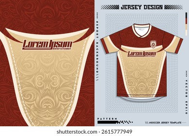 T-shirt sport design template for soccer jersey with green halftone pattern. Sport uniform in front view. Tshirt mock up for sport club. Vector Illustration