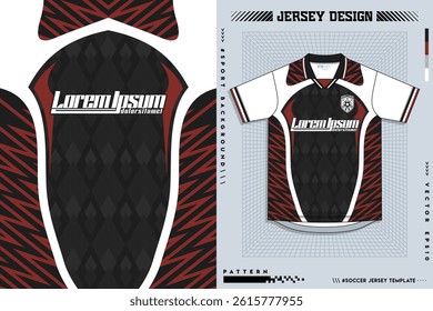 T-shirt sport design template for soccer jersey with green halftone pattern. Sport uniform in front view. Tshirt mock up for sport club. Vector Illustration
