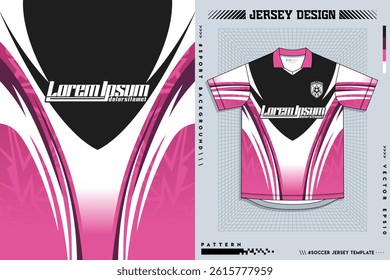 T-shirt sport design template for soccer jersey with green halftone pattern. Sport uniform in front view. Tshirt mock up for sport club. Vector Illustration