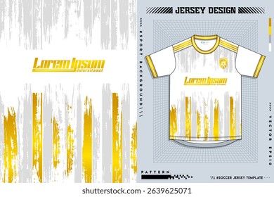 T-shirt sport design template for soccer jersey with green halftone pattern. Sport uniform in front view. Tshirt mock up for sport club. Vector Illustration