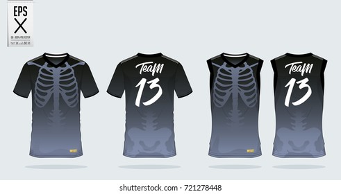 T-shirt sport design template for soccer jersey, football kit and tank top for basketball jersey. T-shirt uniform in front view and back view. Sportswear t shirt mock up. Vector Illustration. 