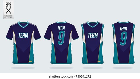 T-shirt modelo de design esportivo para camisa de futebol, kit de futebol e regata para camisa de basquete. Camiseta uniforme na vista frontal e traseira. Camiseta esportiva simula para o clube esportivo. Vetor.