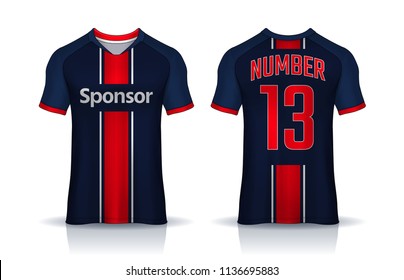 t-shirt sport design template,Soccer jersey mockup,uniform front and back view.