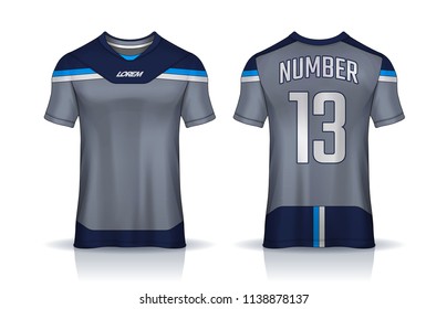 t-shirt sport design template,Soccer jersey mockup,uniform front and back view.