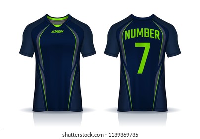 t-shirt sport design template,Soccer jersey mockup,uniform front and back view.