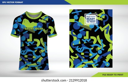 T-shirt sport design ,Vector football t-shirt template. Digital effects. Vibrant abstract background. Colorful pattern. Geometric texture. Festive decoration.