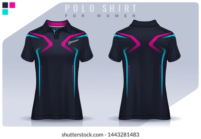 t-shirt sport design for women,  Jersey mockup.  Polo Uniform template.