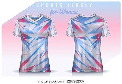 T-shirt Sport Design For Women, Soccer Jersey Mockup For Football Club. Uniform Template.