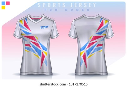 T-shirt Sport Design For Women, Soccer Jersey Mockup For Football Club. Uniform Template.