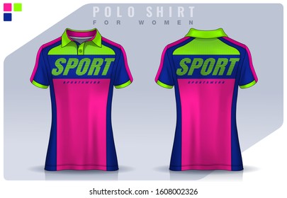 t-shirt sport design for women, Soccer jersey mockup for football club.  Polo Uniform template.