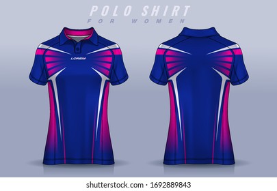 T-shirt Sport Design For Women, Soccer Jersey Mockup For Football Club.  Polo Uniform Template.