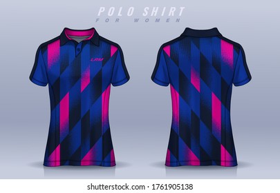 T-shirt Sport Design For Women, Soccer Jersey Mockup For Football Club.  Polo Uniform Template.