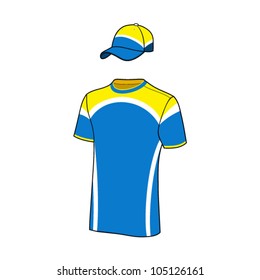 T-shirt sport designs and baseball cap.
