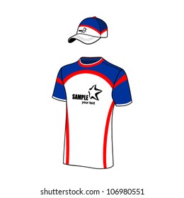 T-shirt sport designs and baseball cap.