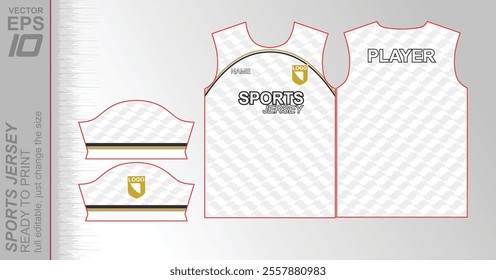 T-shirt sport jersey design Ready-to-print vector sports jersey design with a dynamic geometric line and halftone background. Perfect for team uniforms, featuring bold colors and modern styling