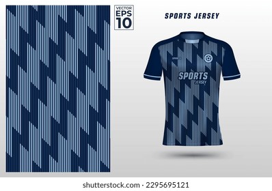 Plantilla de diseño deportivo de camisetas azul marino con un patrón de líneas geométricas abstractas para la camiseta de fútbol. Uniforme deportivo en la vista frontal. Las camisetas se burlan del club deportivo. Ilustración vectorial