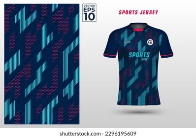 T-shirt sport jersey design template with geometric line halftone pattern background. Sport uniform in front view. Shirt mock up for sport club. Vector Illustration