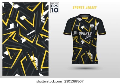 T-shirt sport jersey design template with geometric triangle halftone pattern grunge background. Sport uniform in front view. Shirt mock up for sport club. Vector Illustration	