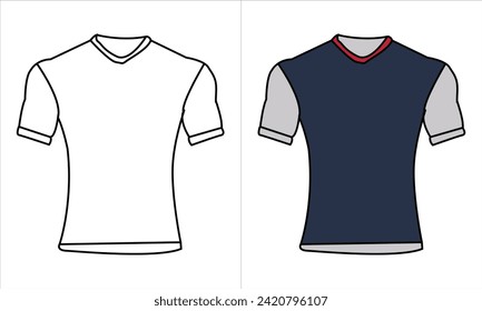 T-shirt sport jersey design template with geometric line background. Sport uniform in front view. Shirt mock up for sport club. Vector Illustration
