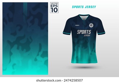 T-shirt sport jersey design template with geometric halftone background. Sport uniform in front view. Shirt mock up for sport club. Vector Illustration